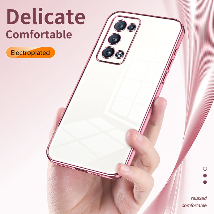 For OPPO Reno6 Pro+ Transparent Plating Fine Hole Phone Case(Pink) - OPPO Cases by PMC TechLife | Online Shopping South Africa | PMC TechLife | Buy Now Pay Later Mobicred