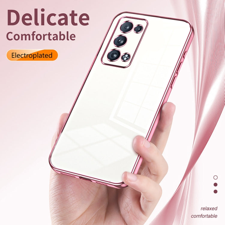 For OPPO Reno6 Pro+ Transparent Plating Fine Hole Phone Case(Pink) - OPPO Cases by PMC Jewellery | Online Shopping South Africa | PMC Jewellery | Buy Now Pay Later Mobicred