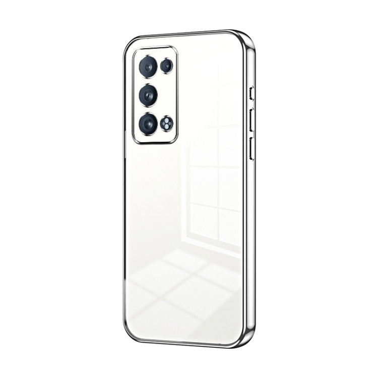 For OPPO Reno6 Pro+ Transparent Plating Fine Hole Phone Case(Silver) - OPPO Cases by PMC TechLife | Online Shopping South Africa | PMC TechLife | Buy Now Pay Later Mobicred