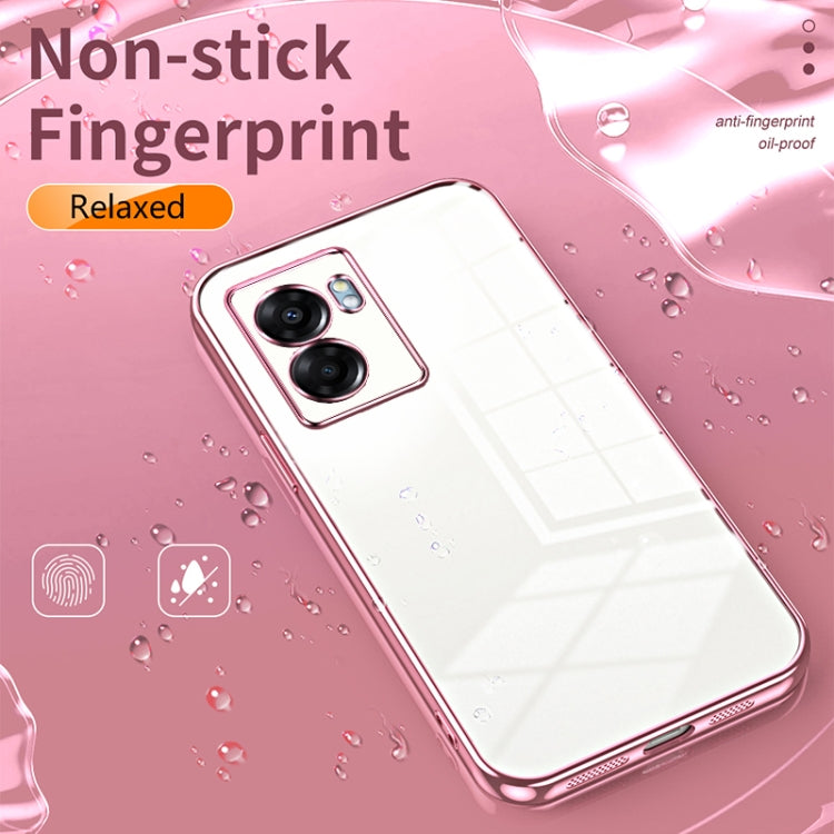 For OPPO A57 5G Transparent Plating Fine Hole Phone Case(Green) - OPPO Cases by PMC TechLife | Online Shopping South Africa | PMC TechLife | Buy Now Pay Later Mobicred
