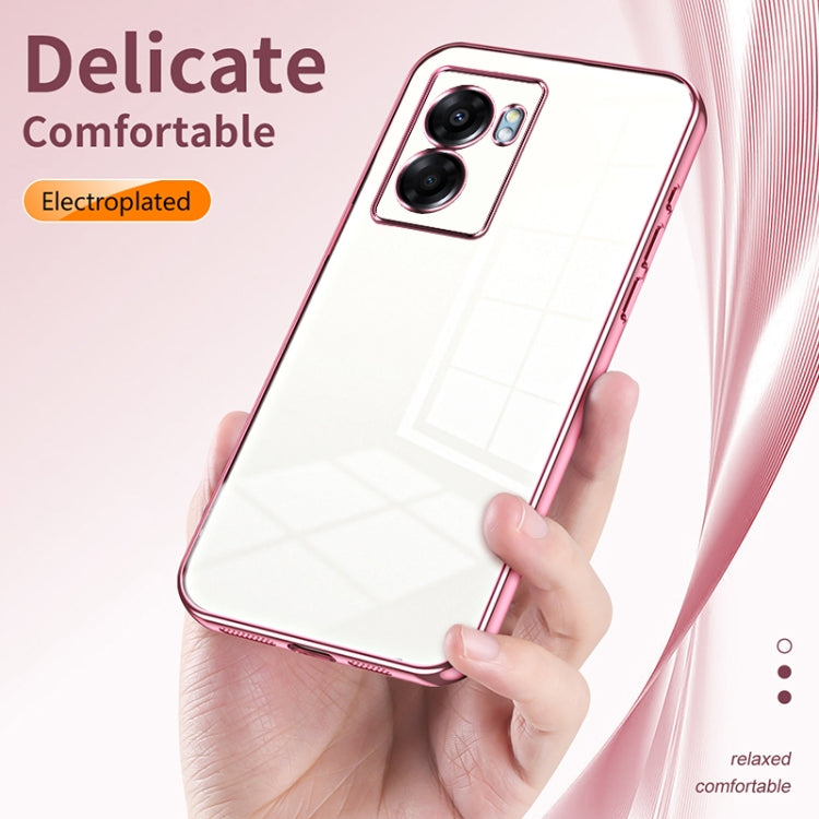For OPPO A57 5G Transparent Plating Fine Hole Phone Case(Green) - OPPO Cases by PMC TechLife | Online Shopping South Africa | PMC TechLife | Buy Now Pay Later Mobicred