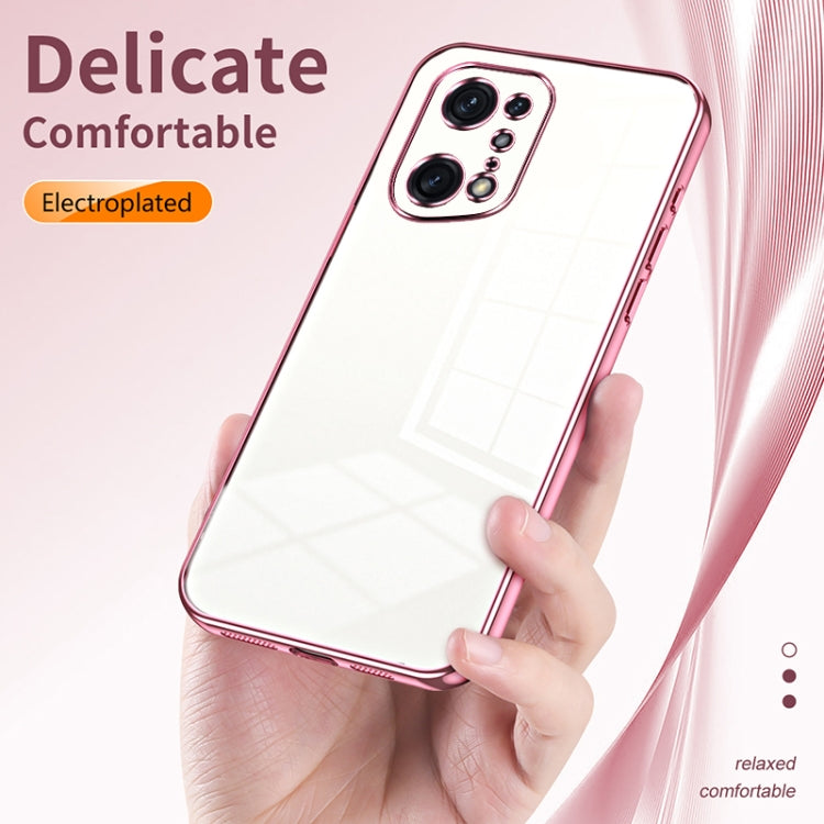 For OPPO Find X5 Pro Transparent Plating Fine Hole Phone Case(Blue) - OPPO Cases by PMC TechLife | Online Shopping South Africa | PMC TechLife | Buy Now Pay Later Mobicred