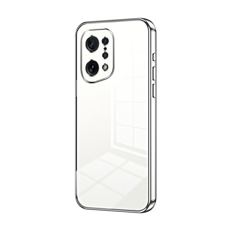 For OPPO Find X5 Transparent Plating Fine Hole Phone Case(Silver) - OPPO Cases by PMC Jewellery | Online Shopping South Africa | PMC Jewellery | Buy Now Pay Later Mobicred