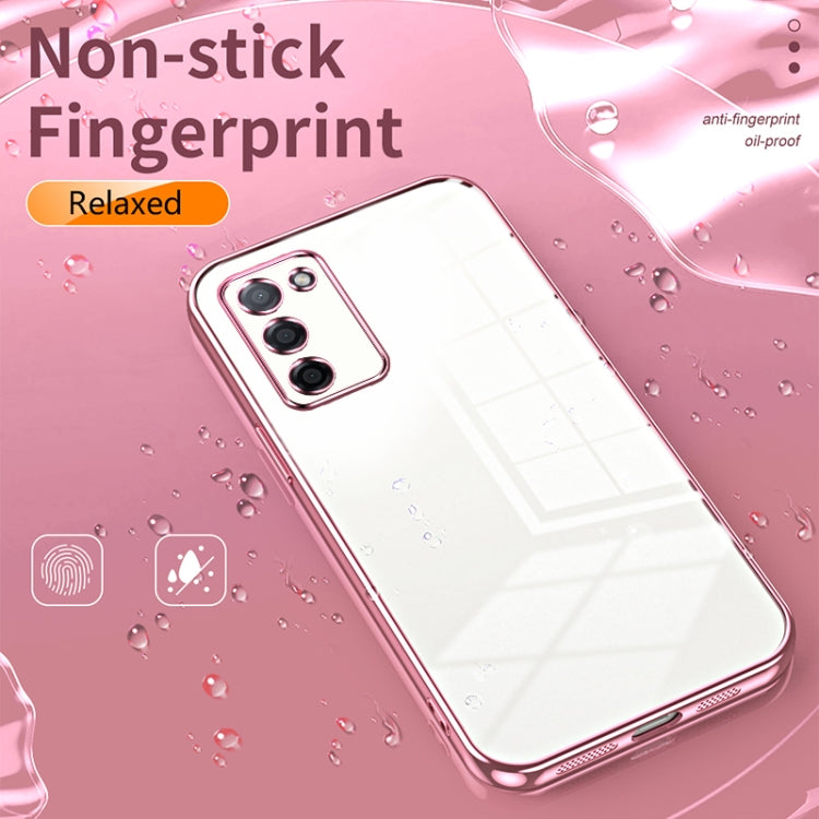 For OPPO A55 5G / A56 / A53s 5G Transparent Plating Fine Hole Phone Case(Blue) - OPPO Cases by PMC TechLife | Online Shopping South Africa | PMC TechLife | Buy Now Pay Later Mobicred