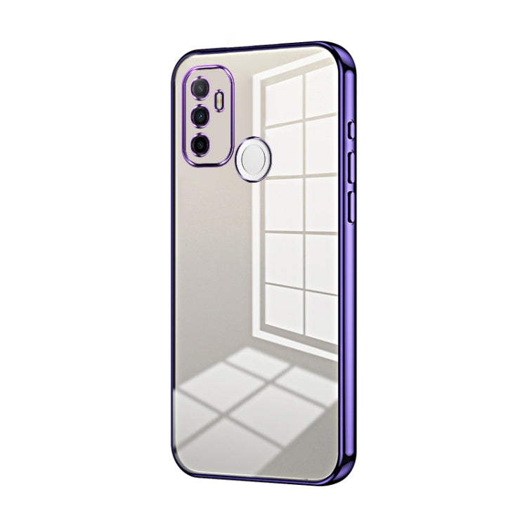 For OPPO A53 2020 / A32 / A11s  Transparent Plating Fine Hole Phone Case(Purple) - OPPO Cases by PMC TechLife | Online Shopping South Africa | PMC TechLife | Buy Now Pay Later Mobicred