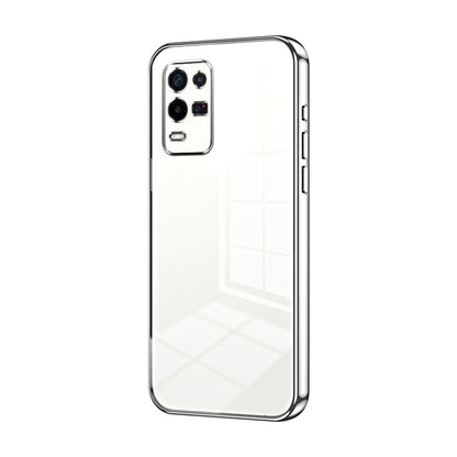 For OPPO K9x Transparent Plating Fine Hole Phone Case(Silver) - OPPO Cases by PMC Jewellery | Online Shopping South Africa | PMC Jewellery | Buy Now Pay Later Mobicred