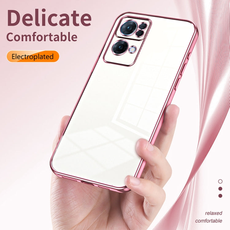 For OPPO Reno7 Pro Transparent Plating Fine Hole Phone Case(Gold) - OPPO Cases by PMC Jewellery | Online Shopping South Africa | PMC Jewellery | Buy Now Pay Later Mobicred