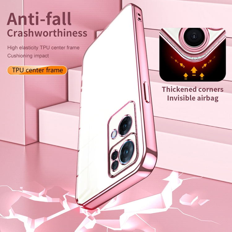 For OPPO Reno7 Pro Transparent Plating Fine Hole Phone Case(Blue) - OPPO Cases by PMC TechLife | Online Shopping South Africa | PMC TechLife | Buy Now Pay Later Mobicred