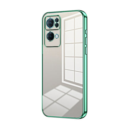 For OPPO Reno7 Pro Transparent Plating Fine Hole Phone Case(Green) - OPPO Cases by PMC Jewellery | Online Shopping South Africa | PMC Jewellery | Buy Now Pay Later Mobicred