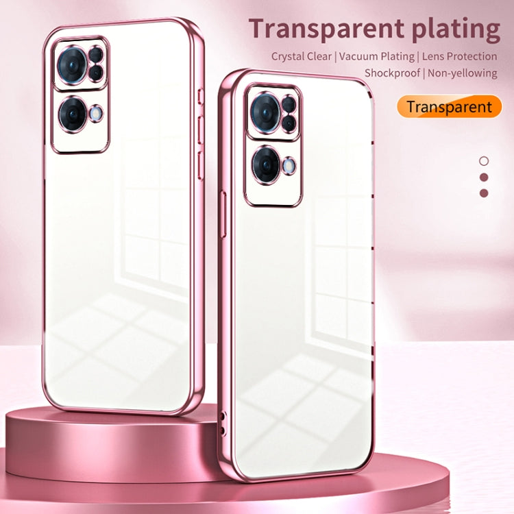 For OPPO Reno7 Pro Transparent Plating Fine Hole Phone Case(Green) - OPPO Cases by PMC TechLife | Online Shopping South Africa | PMC TechLife | Buy Now Pay Later Mobicred