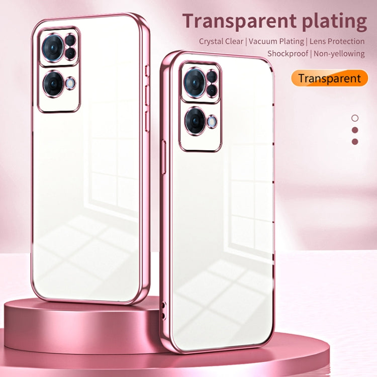 For OPPO Reno7 Pro Transparent Plating Fine Hole Phone Case(Silver) - OPPO Cases by PMC Jewellery | Online Shopping South Africa | PMC Jewellery | Buy Now Pay Later Mobicred