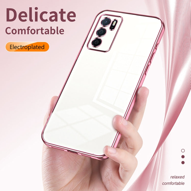 For OPPO A16 / A16s / A54s Transparent Plating Fine Hole Phone Case(Pink) - OPPO Cases by PMC Jewellery | Online Shopping South Africa | PMC Jewellery | Buy Now Pay Later Mobicred