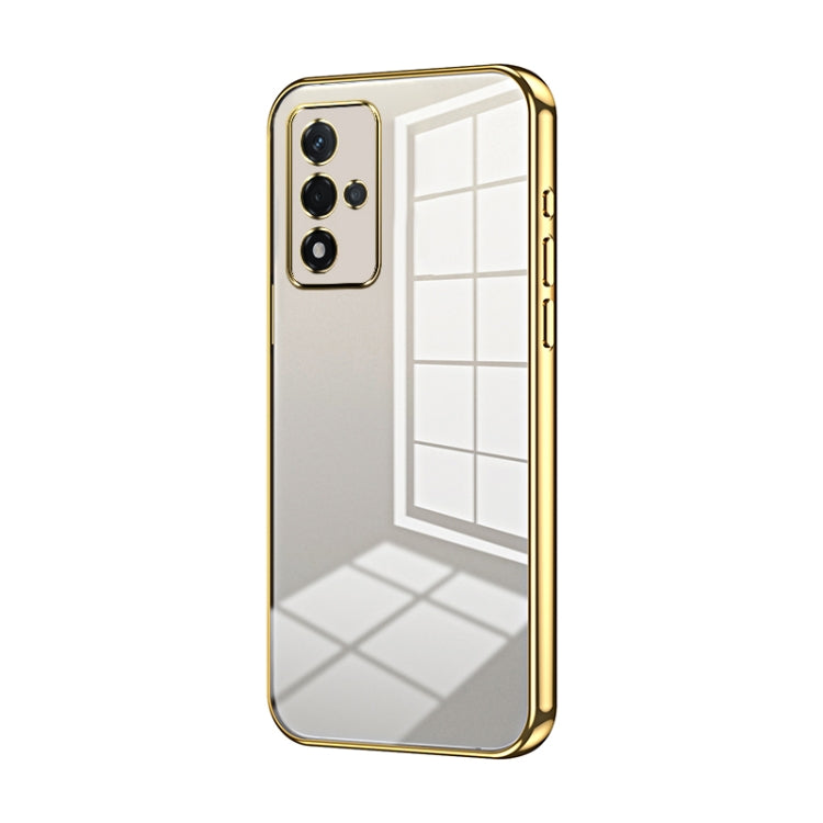 For OPPO A93s 5G Transparent Plating Fine Hole Phone Case(Gold) - OPPO Cases by PMC TechLife | Online Shopping South Africa | PMC TechLife | Buy Now Pay Later Mobicred