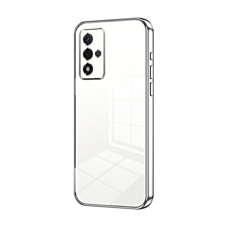 For OPPO A93s 5G Transparent Plating Fine Hole Phone Case(Silver) - OPPO Cases by PMC TechLife | Online Shopping South Africa | PMC TechLife | Buy Now Pay Later Mobicred