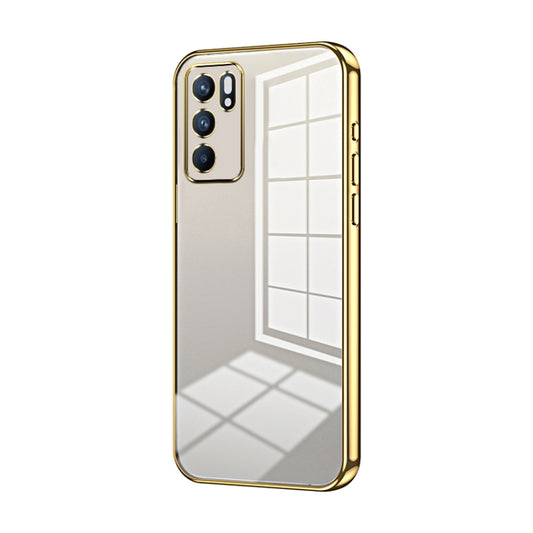 For OPPO Reno6 Indian / Malay Transparent Plating Fine Hole Phone Case(Gold) - OPPO Cases by PMC Jewellery | Online Shopping South Africa | PMC Jewellery | Buy Now Pay Later Mobicred