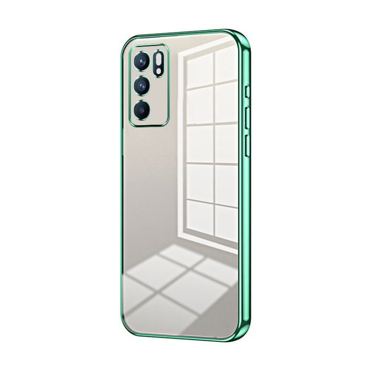 For OPPO Reno6 Indian / Malay Transparent Plating Fine Hole Phone Case(Green) - OPPO Cases by PMC TechLife | Online Shopping South Africa | PMC TechLife | Buy Now Pay Later Mobicred