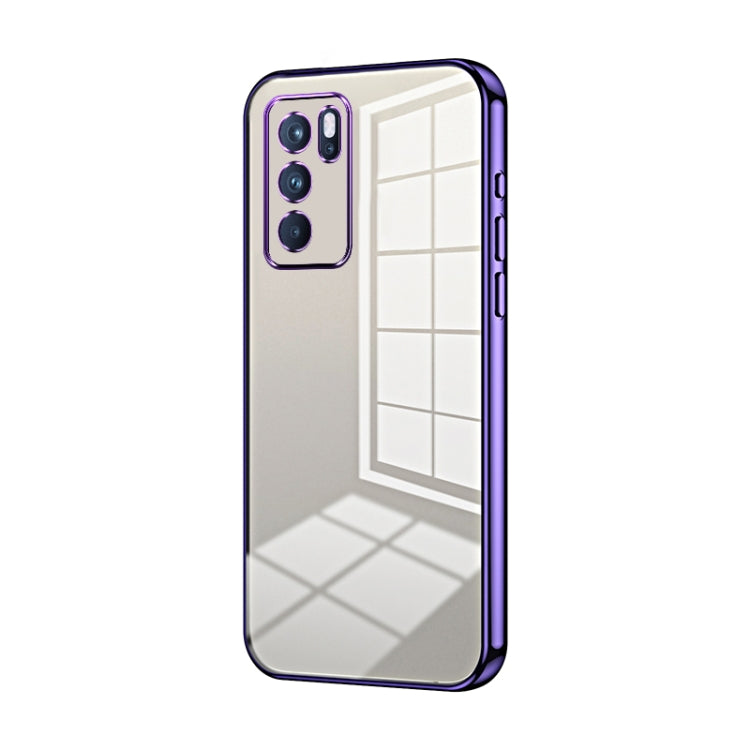 For OPPO Reno6 Pro Indian  Transparent Plating Fine Hole Phone Case(Purple) - OPPO Cases by PMC TechLife | Online Shopping South Africa | PMC TechLife | Buy Now Pay Later Mobicred