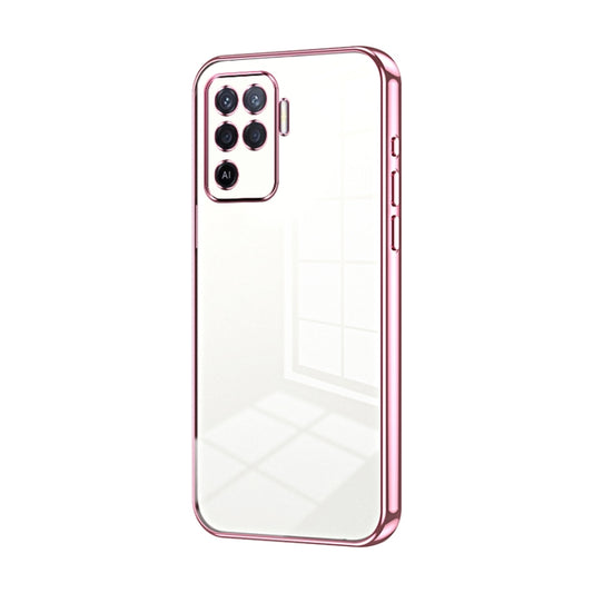 For OPPO A94 4G Transparent Plating Fine Hole Phone Case(Pink) - OPPO Cases by PMC Jewellery | Online Shopping South Africa | PMC Jewellery | Buy Now Pay Later Mobicred