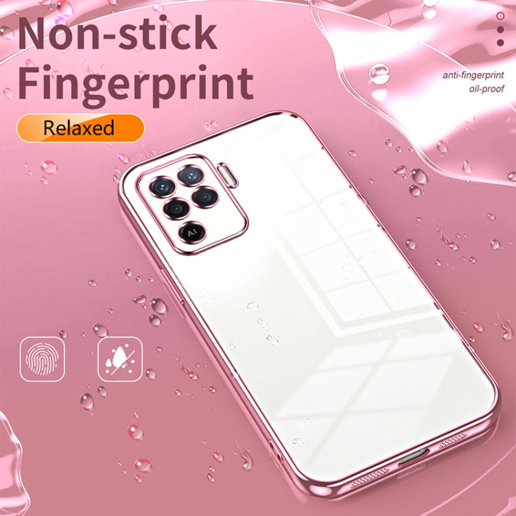 For OPPO A94 4G Transparent Plating Fine Hole Phone Case(Blue) - OPPO Cases by PMC TechLife | Online Shopping South Africa | PMC TechLife | Buy Now Pay Later Mobicred