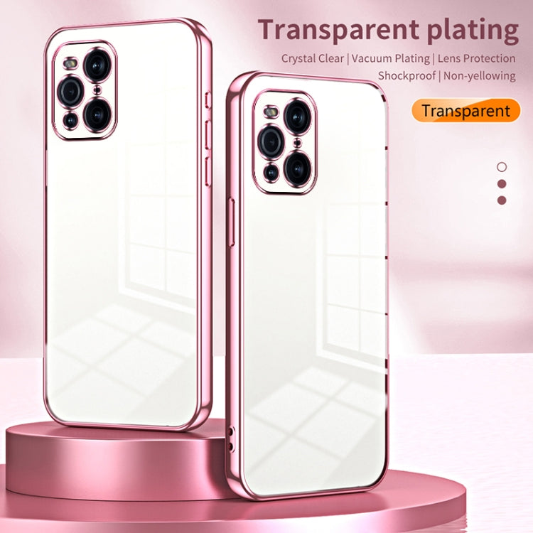 For OPPO Find X3 / Find X3 Pro Transparent Plating Fine Hole Phone Case(Blue) - OPPO Cases by PMC Jewellery | Online Shopping South Africa | PMC Jewellery | Buy Now Pay Later Mobicred