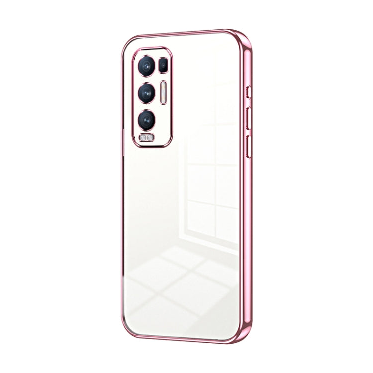 For OPPO Reno5 Pro+ Transparent Plating Fine Hole Phone Case(Pink) - OPPO Cases by PMC Jewellery | Online Shopping South Africa | PMC Jewellery | Buy Now Pay Later Mobicred