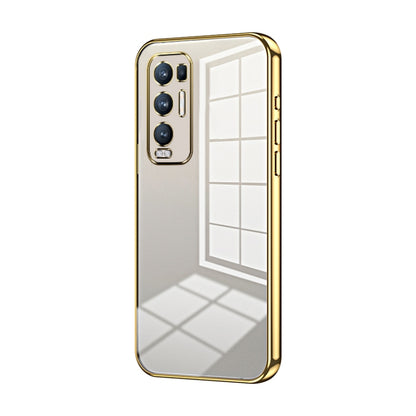For OPPO Reno5 Pro+ Transparent Plating Fine Hole Phone Case(Gold) - OPPO Cases by PMC Jewellery | Online Shopping South Africa | PMC Jewellery | Buy Now Pay Later Mobicred