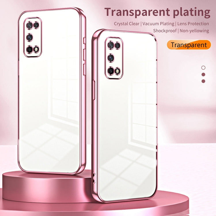 For OPPO K7x / Realme V5 5G Transparent Plating Fine Hole Phone Case(Pink) - OPPO Cases by PMC TechLife | Online Shopping South Africa | PMC TechLife | Buy Now Pay Later Mobicred