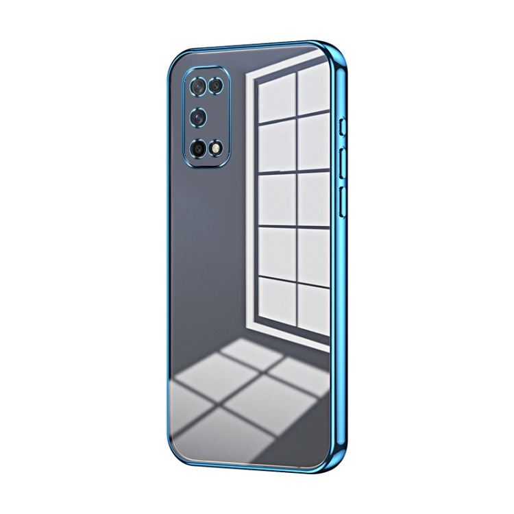 For OPPO K7x / Realme V5 5G Transparent Plating Fine Hole Phone Case(Blue) - OPPO Cases by PMC Jewellery | Online Shopping South Africa | PMC Jewellery | Buy Now Pay Later Mobicred