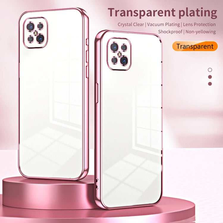 For OPPO A92s / Reno4 Z 5G Transparent Plating Fine Hole Phone Case(Pink) - OPPO Cases by PMC Jewellery | Online Shopping South Africa | PMC Jewellery | Buy Now Pay Later Mobicred