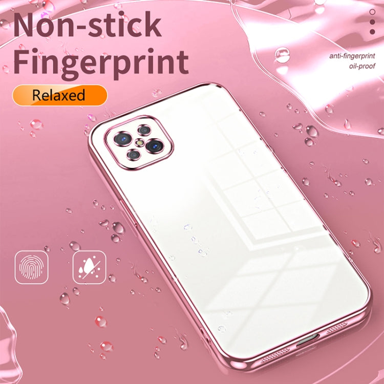 For OPPO A92s / Reno4 Z 5G Transparent Plating Fine Hole Phone Case(Pink) - OPPO Cases by PMC Jewellery | Online Shopping South Africa | PMC Jewellery | Buy Now Pay Later Mobicred