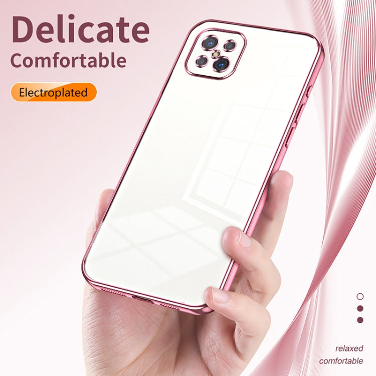 For OPPO A92s / Reno4 Z 5G Transparent Plating Fine Hole Phone Case(Blue) - OPPO Cases by PMC TechLife | Online Shopping South Africa | PMC TechLife | Buy Now Pay Later Mobicred