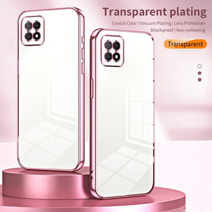 For OPPO A72 5G / A73 5G Transparent Plating Fine Hole Phone Case(Pink) - OPPO Cases by PMC Jewellery | Online Shopping South Africa | PMC Jewellery | Buy Now Pay Later Mobicred