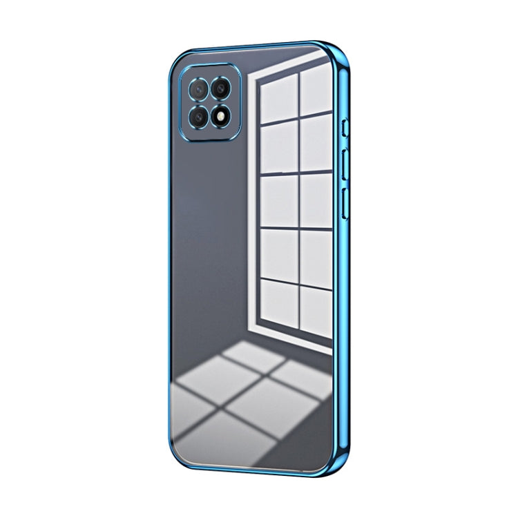 For OPPO A72 5G / A73 5G Transparent Plating Fine Hole Phone Case(Blue) - OPPO Cases by PMC TechLife | Online Shopping South Africa | PMC TechLife | Buy Now Pay Later Mobicred