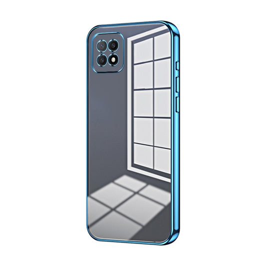 For OPPO A72 5G / A73 5G Transparent Plating Fine Hole Phone Case(Blue) - OPPO Cases by PMC Jewellery | Online Shopping South Africa | PMC Jewellery | Buy Now Pay Later Mobicred