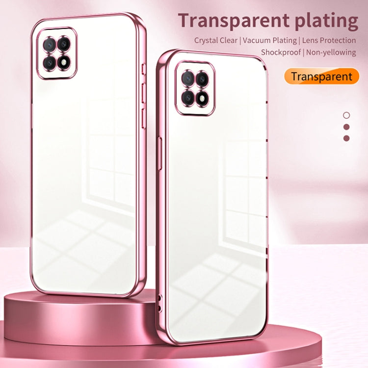 For OPPO A72 5G / A73 5G Transparent Plating Fine Hole Phone Case(Blue) - OPPO Cases by PMC TechLife | Online Shopping South Africa | PMC TechLife | Buy Now Pay Later Mobicred