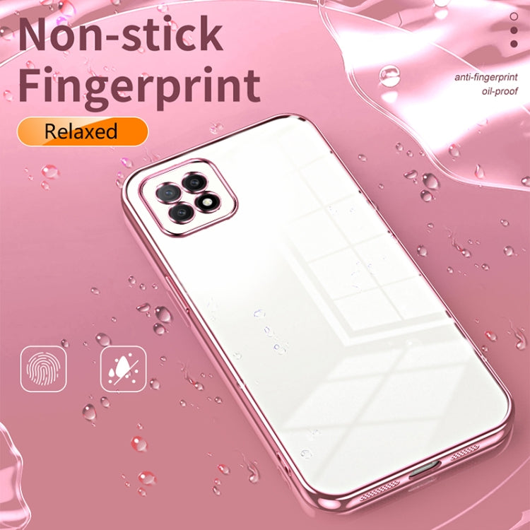 For OPPO A72 5G / A73 5G Transparent Plating Fine Hole Phone Case(Blue) - OPPO Cases by PMC TechLife | Online Shopping South Africa | PMC TechLife | Buy Now Pay Later Mobicred
