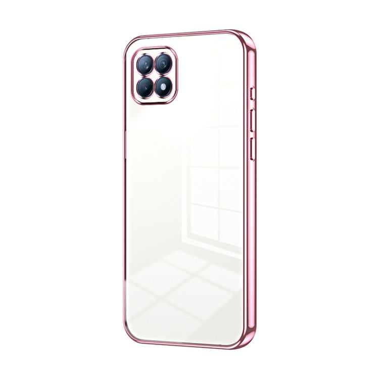 For OPPO Reno4 SE Transparent Plating Fine Hole Phone Case(Pink) - OPPO Cases by PMC TechLife | Online Shopping South Africa | PMC TechLife | Buy Now Pay Later Mobicred