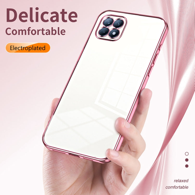 For OPPO Reno4 SE Transparent Plating Fine Hole Phone Case(Pink) - OPPO Cases by PMC TechLife | Online Shopping South Africa | PMC TechLife | Buy Now Pay Later Mobicred