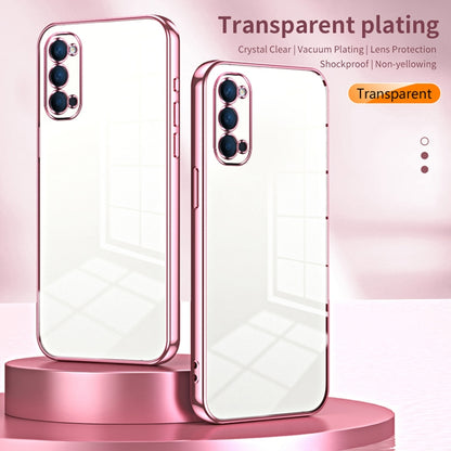 For OPPO Reno4 Transparent Plating Fine Hole Phone Case(Blue) - OPPO Cases by PMC Jewellery | Online Shopping South Africa | PMC Jewellery | Buy Now Pay Later Mobicred