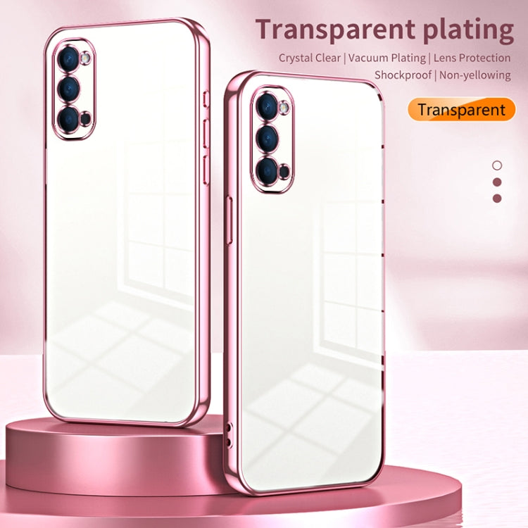 For OPPO Reno4 Transparent Plating Fine Hole Phone Case(Black) - OPPO Cases by PMC Jewellery | Online Shopping South Africa | PMC Jewellery | Buy Now Pay Later Mobicred
