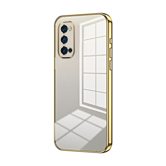 For OPPO Reno4 Pro Transparent Plating Fine Hole Phone Case(Gold) - OPPO Cases by PMC Jewellery | Online Shopping South Africa | PMC Jewellery | Buy Now Pay Later Mobicred