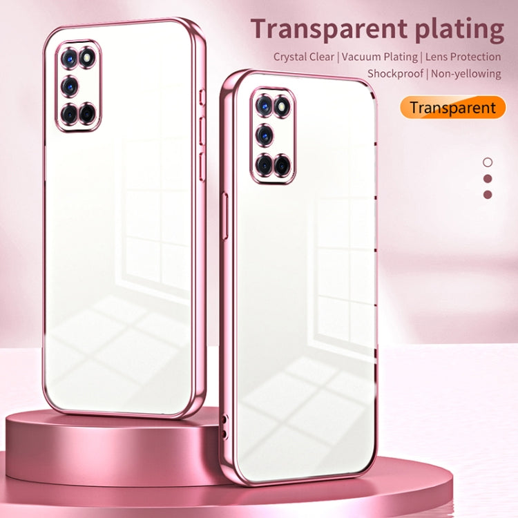 For OPPO A52 / A72 / A92 Transparent Plating Fine Hole Phone Case(Purple) - OPPO Cases by PMC TechLife | Online Shopping South Africa | PMC TechLife | Buy Now Pay Later Mobicred