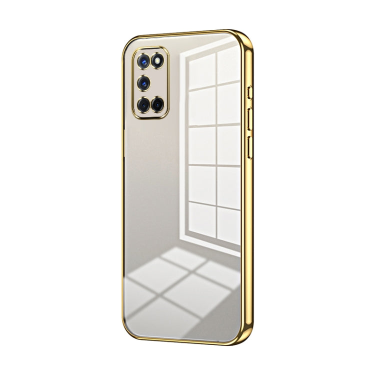 For OPPO A52 / A72 / A92 Transparent Plating Fine Hole Phone Case(Gold) - OPPO Cases by PMC Jewellery | Online Shopping South Africa | PMC Jewellery | Buy Now Pay Later Mobicred