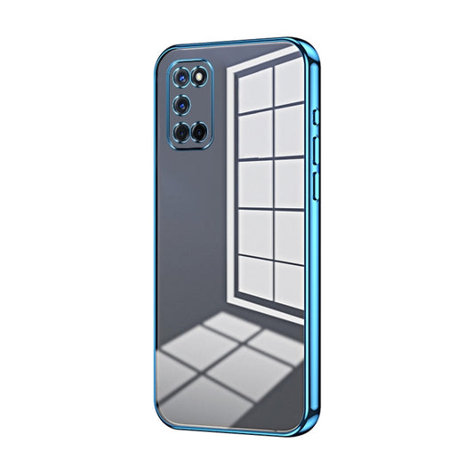 For OPPO A52 / A72 / A92 Transparent Plating Fine Hole Phone Case(Blue) - OPPO Cases by PMC Jewellery | Online Shopping South Africa | PMC Jewellery | Buy Now Pay Later Mobicred