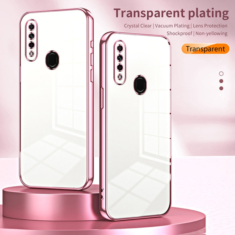 For OPPO A8 / A31 2020 Transparent Plating Fine Hole Phone Case(Purple) - OPPO Cases by PMC TechLife | Online Shopping South Africa | PMC TechLife | Buy Now Pay Later Mobicred
