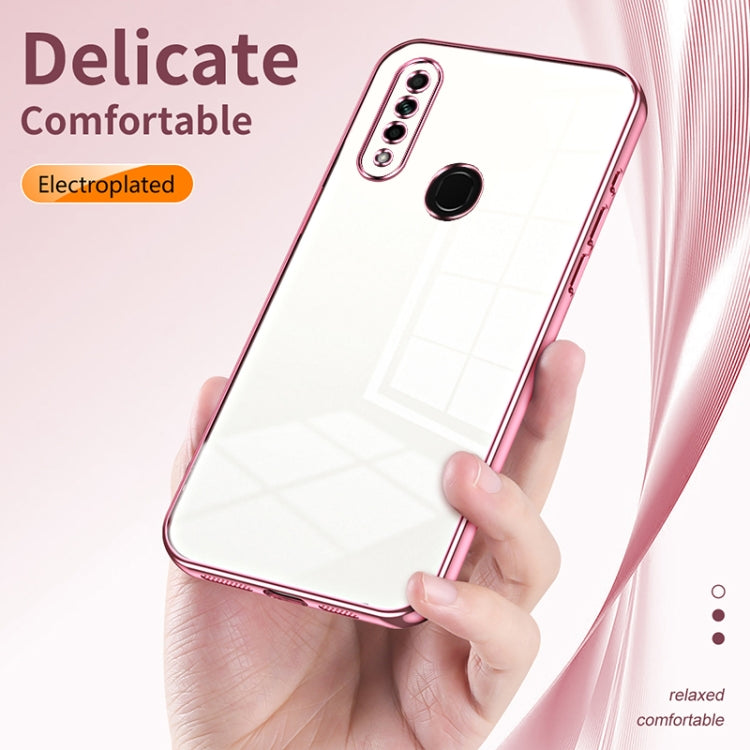 For OPPO A8 / A31 2020 Transparent Plating Fine Hole Phone Case(Purple) - OPPO Cases by PMC TechLife | Online Shopping South Africa | PMC TechLife | Buy Now Pay Later Mobicred