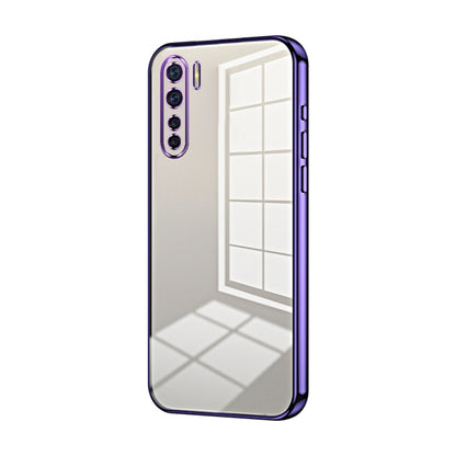 For OPPO A91 Transparent Plating Fine Hole Phone Case(Purple) - OPPO Cases by PMC Jewellery | Online Shopping South Africa | PMC Jewellery | Buy Now Pay Later Mobicred
