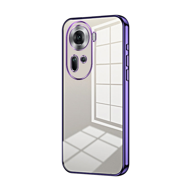 For OPPO Reno11 Global Transparent Plating Fine Hole Phone Case(Purple) - Reno11 Cases by PMC TechLife | Online Shopping South Africa | PMC TechLife | Buy Now Pay Later Mobicred