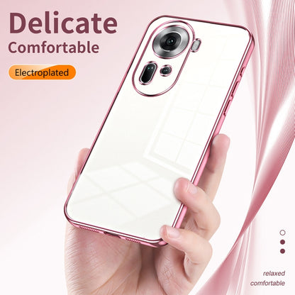 For OPPO Reno11 Global Transparent Plating Fine Hole Phone Case(Silver) - Reno11 Cases by PMC Jewellery | Online Shopping South Africa | PMC Jewellery | Buy Now Pay Later Mobicred