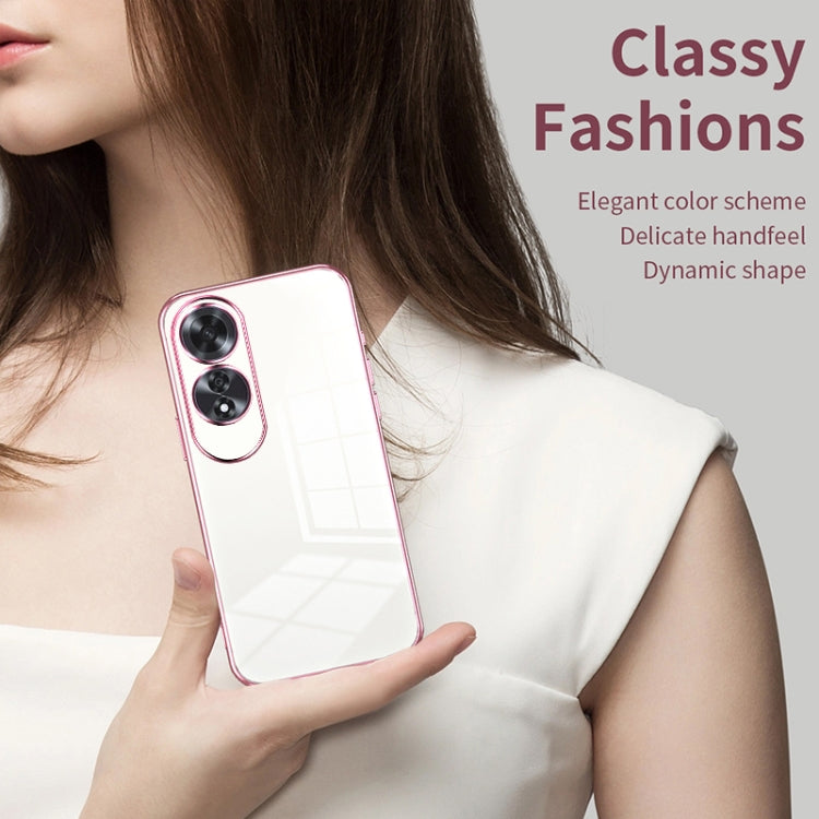 For OPPO A60 Transparent Plating Fine Hole Phone Case(Purple) - OPPO Cases by PMC Jewellery | Online Shopping South Africa | PMC Jewellery | Buy Now Pay Later Mobicred